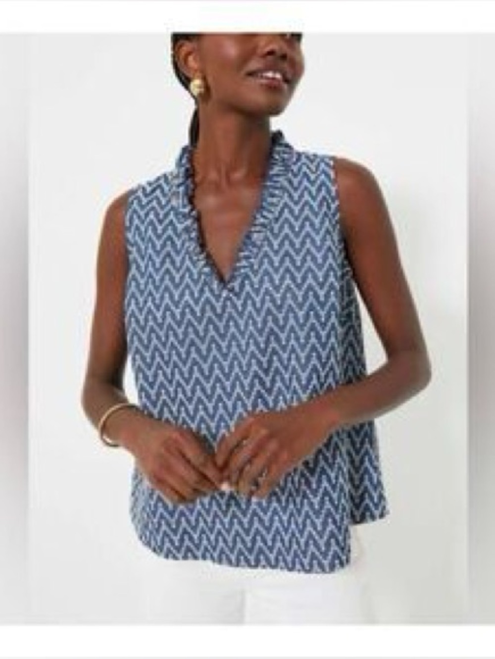Pomander Place Tuckernuck DENIM STRIPE VERONICA TOP Tank Blouse